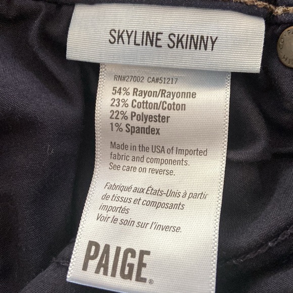 PAIGE Skyline Skinny Jeans Dark Wash Size 26 - Picture 5 of 5